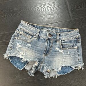 American Eagle Outfitters Distressed Blue Denim Shorts